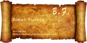 Bakai Fulvia névjegykártya